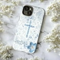 thumbnail image 5 of Matthew 19:26 Bible Verse Phone Case for iPhone 17-11 Pro Max/Plus/Mini, Blue Floral Cross Christian Cover, 5 of 6