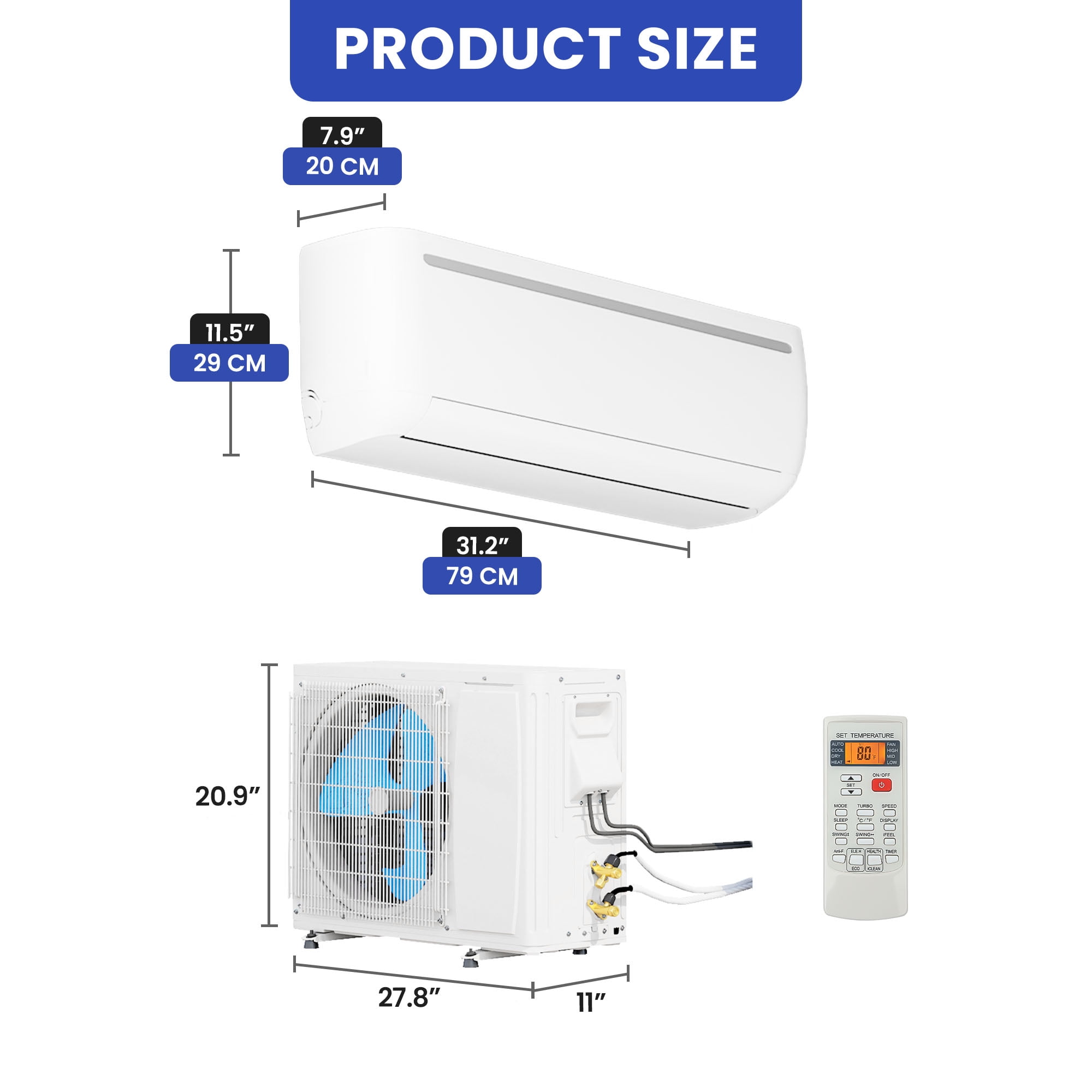 Uforic 12000 BTU Mini Split Air Conditioner Heat Pump System, Wifi Enabled 17 SEER2 208-230V Ductless AC Cool Up to 750 Sq. Ft, Compatible with Alexa, R32 Refrigerant & Installation Kit, White