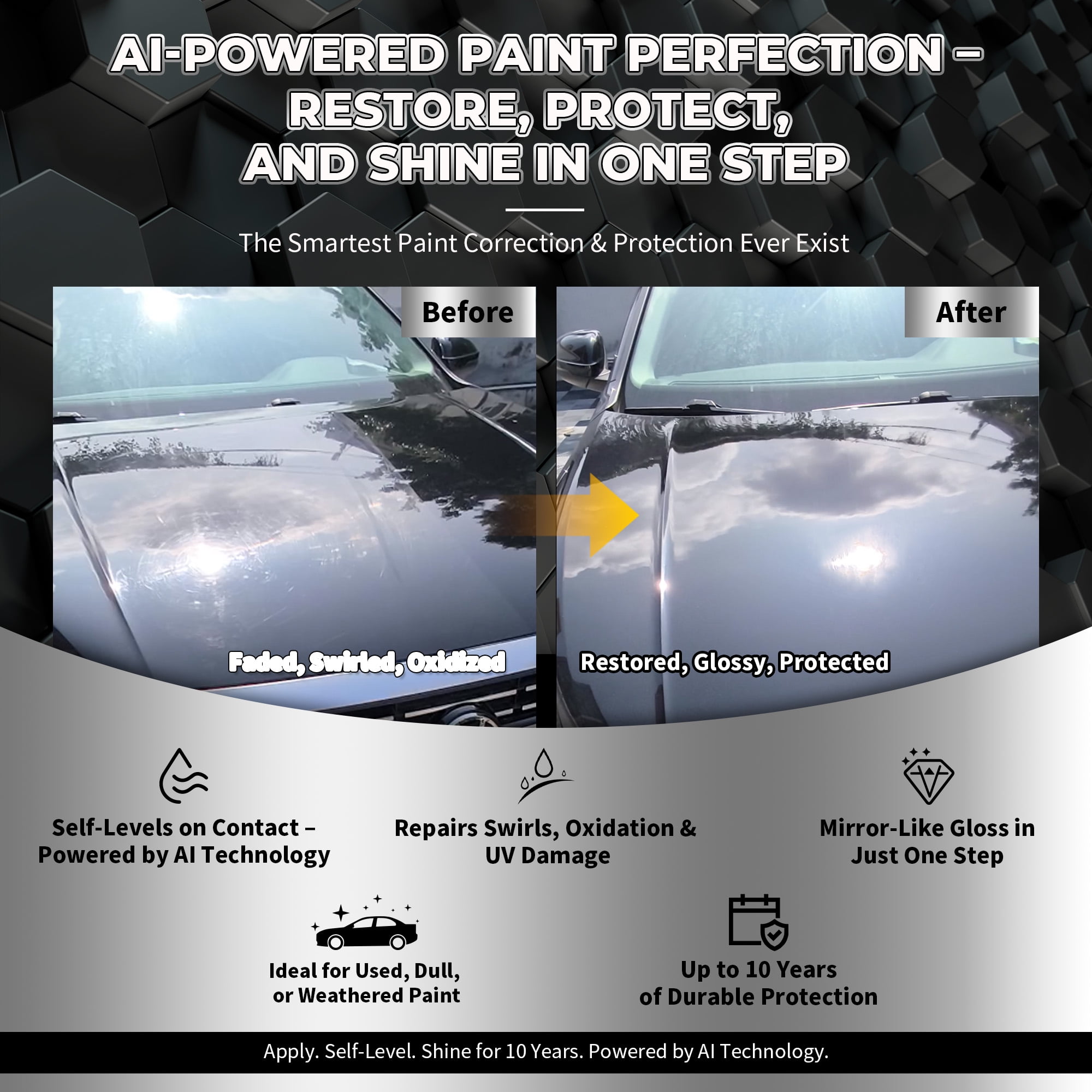 Magic Shield Diamond AI Coating – Graphene Liquid Self-Leveling Technology, Last 10 years