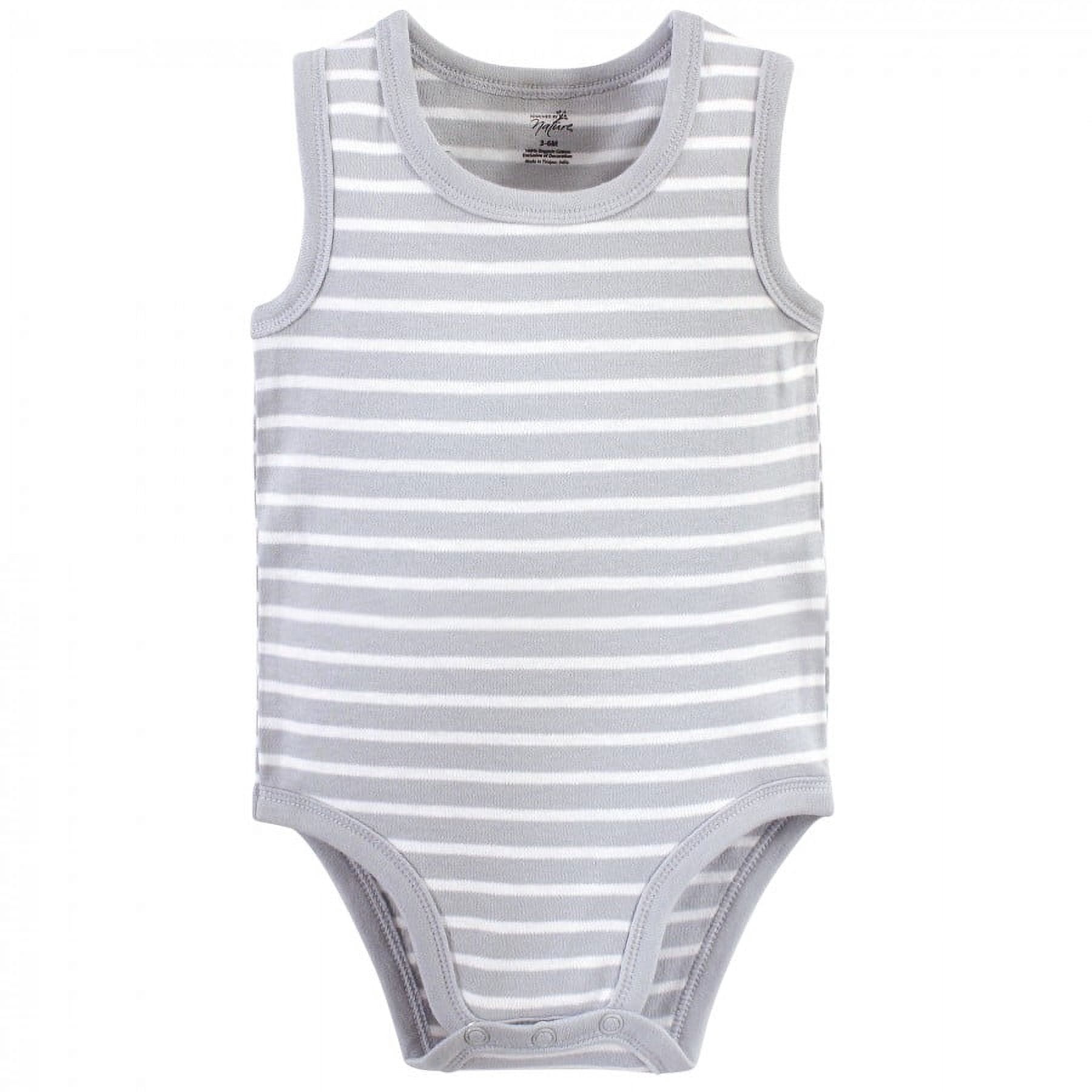 Touched by Nature Baby Boy Organic Cotton Bodysuits 5pk, Seagull, 3-6 Months
