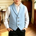 thumbnail image 5 of GiLiling Boys Suit Vest Classic Tuxedo Kids Formal Waistcoat Notch Lapel Dress Vest with Pockets Elegant Gentleman Outfit (Blue, 18-24 Months), 5 of 5