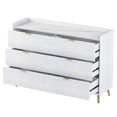 thumbnail image 5 of 6 Drawer Dresser with Marbling Worktop, Mordern Storage Cabinet with Metal Leg and Handle, Large Wooden Storage Dressers  and Chests of Drawers for Living Room, Entryway, White, 5 of 8