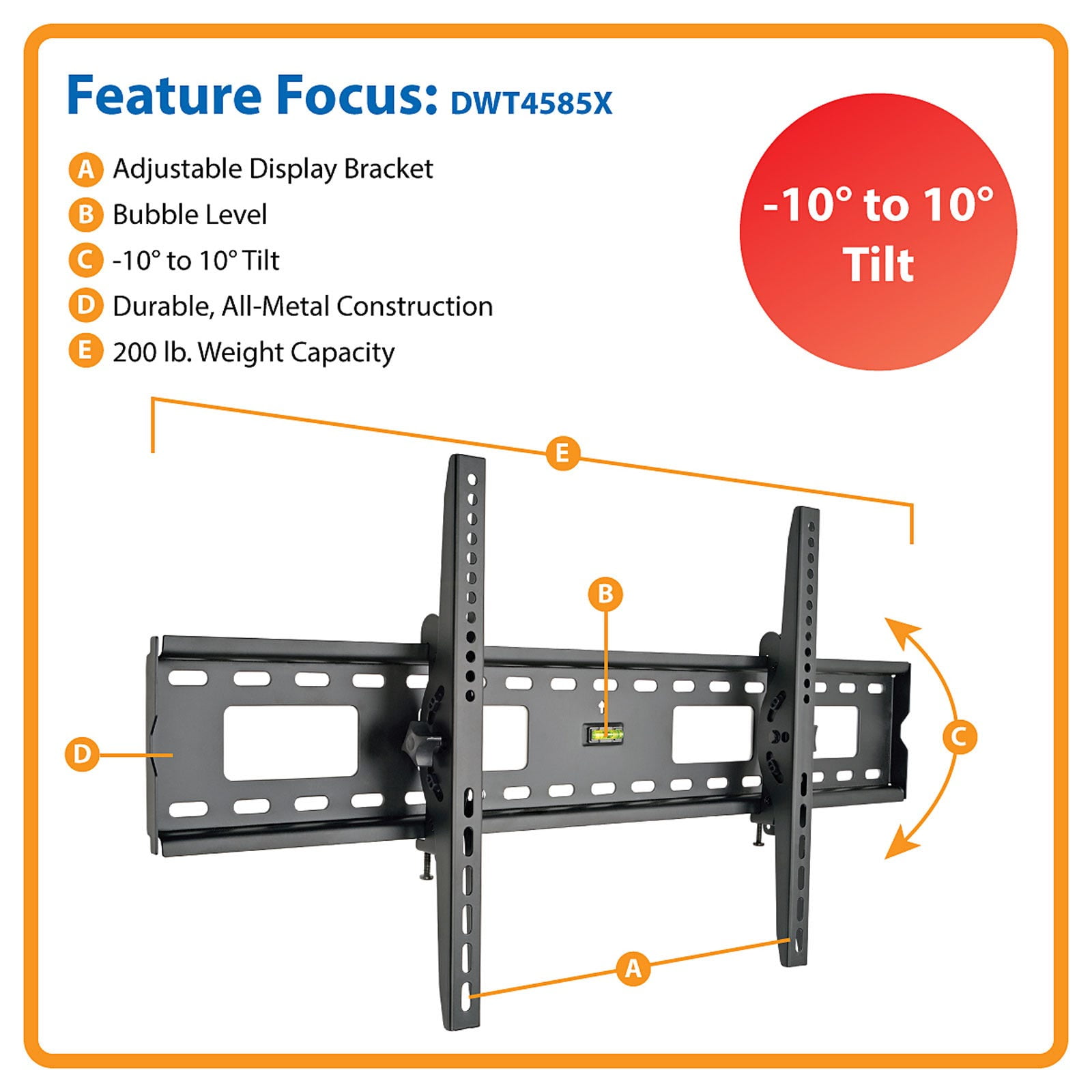 Tripp Lite Tilt Wall Mount for 45" to 85" TVs and Monitors