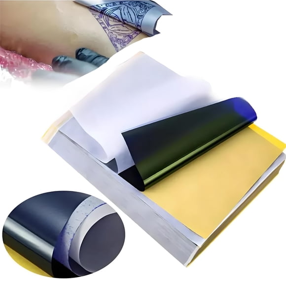 100 Hojas Papel Hectográfico para Tatuar, Transfer Temporales Imprimibles, Papel para Tatuajes de Impresora o Manual, 4 en 1, Tattoo Paper, Hojas Transfer para Tatuajes Temporales