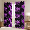 thumbnail image 2 of Manfei Couple Valentines Day Curtains Pack of 2 (42x84 Each), Purple Flower Floral Curtains Blackout, Chic Botanical Rose Bedroom Curtains, Window Curtains Bedroom Decor, 2 of 6