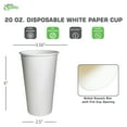thumbnail image 3 of [1000 PACK] 20oz White Paper Coffee Cups - Disposable Coffee Cups - Hot Drink, Tea, Coffee, Cappuccino, Hot Chocolate, Chai, Chai Latte by EcoQuality, 3 of 5