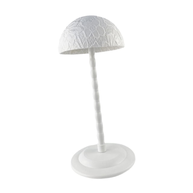 Soporte para la cabeza, organizador de gorras con cúpula de encaje, cabeza de maniquí para peinar el cabello Blanco