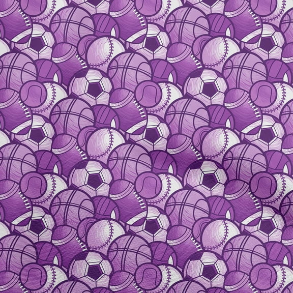 oneOone Viscose Chiffon Purple Fabric Sports Basket & Football Sewing Material Print Fabric By The Yard 42 Inch Wide
