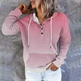 thumbnail image 2 of XPMWRP Women's Gradient Color Oversized Hoodies Drawstring Sweatshirt Long Sleeve Loose Fit Comfortable Button Pullover with Pockets Pink XL, 2 of 6