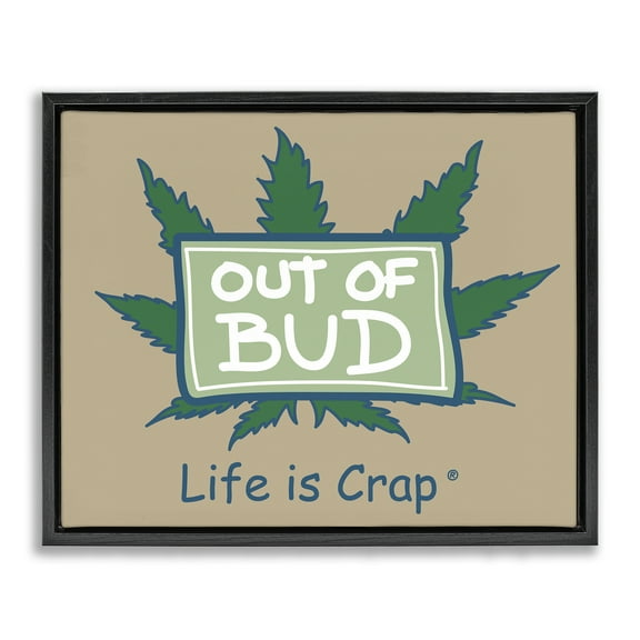 Stupell Industries Funny Out Of Bud Novelty & Humor Painting Black Floater Framed Canvas Art Print Wall Art, 21 x 17