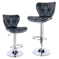 thumbnail image 3 of Leopard Shell Back Adjustable Swivel Bar Stools, PU Leather Padded with Back, Set of 2 ( Black ), 3 of 5