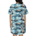 thumbnail image 6 of Fuzoiu Sea Marine And Lighthouse Print Women's Short-Sleeved Pajama Set,Lounge Sleepwear Set,Womens Pajama Sets 2 Piece,Button-Up Top and Shorts with Pockets-Large, 6 of 7