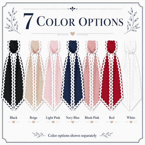 Wreath Sash for Front Door, Multi-Color Scalloped Edge Wreath Ribbon Sash, 47.24In Long Door Garland Bow Decor for Holiday Wedding Home Porch Decoration -Black 1Pack