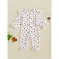 thumbnail image 2 of Suealasg Baby Girl Valentine's Day Full Length Jumpsuit +Headband 3 69 12 Months Long Sleeve Heart Print Romper Bodysuits Infant Newborn Girl Fall Coming Home Clothes, 2 of 7