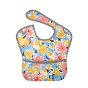 Bingfone Mess-Proof Baby Bib - Waterproof Bib For Baby Boy Or Girl With Food Catcher Pocket, Unisex-Watercolor Wildflowers
