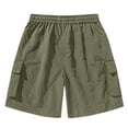 thumbnail image 4 of NJDVHB Man Summer Solid Elastic Waist Loose Breathable Drawstring Pocket SweatShorts,Army Green,M, 4 of 4