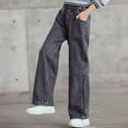thumbnail image 4 of SNKSDGM Pants for Girls 8-9 Years Old Kids Girls Fashion Casual Jeans Elastic Waist with Pockets Wide Leg Denim Pants 5-6 Years, 4 of 8