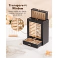 thumbnail image 4 of Enogets Jewelry Organizer with Display Windows& 3 Drawers, Jewelry Box for Girls Women Jewels(Black + Gold), 4 of 10