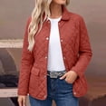 thumbnail image 2 of EOYWHK Puffer Jacket for Women Soft Warm Notch Collar Snap Button Solid Color Long Sleeve Winter Coats Red XL, 2 of 7