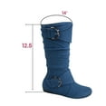 thumbnail image 2 of Zone-70 Women's Adult Fashion Zipper Buckle Slouch Casual Flat Heel Mid Calf Round Toe Boots (Denim Blue, 9 ), 2 of 5