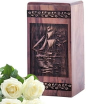 KARYLIZ Sunset Wooden Urns For Cremation Ashes Mother - Funeral Urns For Adult Ashes Women - Mini Wood Urn - Cremation Urns For Human Ashes - Wood Box - Small Urns For Human Ashes Keepsake 5 Inch
