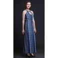 thumbnail image 4 of Bimba Shibori Ladies Crew Neck Waist String Print Maxi Dress with Side Slits Summer Wear-X-Large, 4 of 6