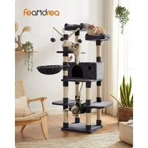 64.6" Cat Tree Large Cat Tower Cat Activity Center with Hammock Cat Condo Smoky Gray
