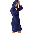 thumbnail image 4 of Elegani Women's Hooded Terry Bathrobe: Spa-Like Comfort & Style, Navy S/M, 4 of 5