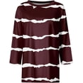 thumbnail image 3 of Women's Casual 3/4 Sleeve T-Shirts Round Neck Loose Casual Cute Tunic Tops Basic Tees Blouses Loose Fit Pullover Business Work Floral Print Tshirts, 3 of 4
