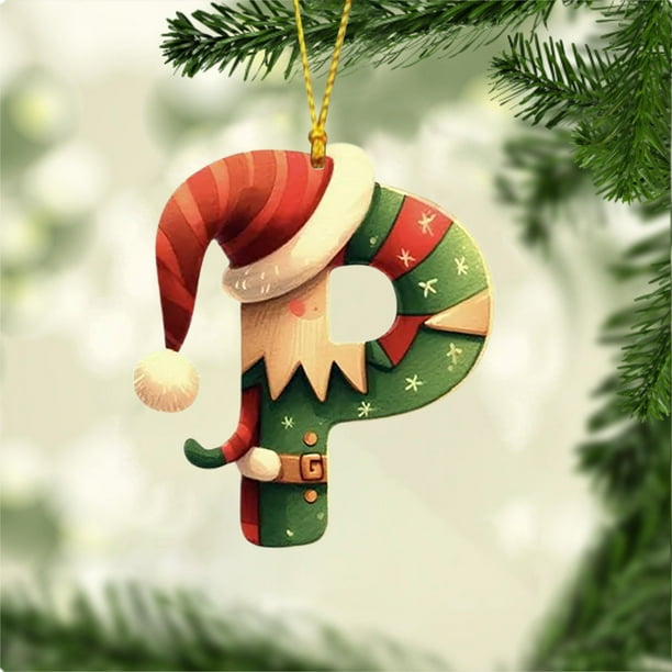 Adorno Navideño con 26 Letras para Árbol de Navidad, Colgante, Adorno Navideño, Decoración Navideña, Colgante para Árbol de Navidad.