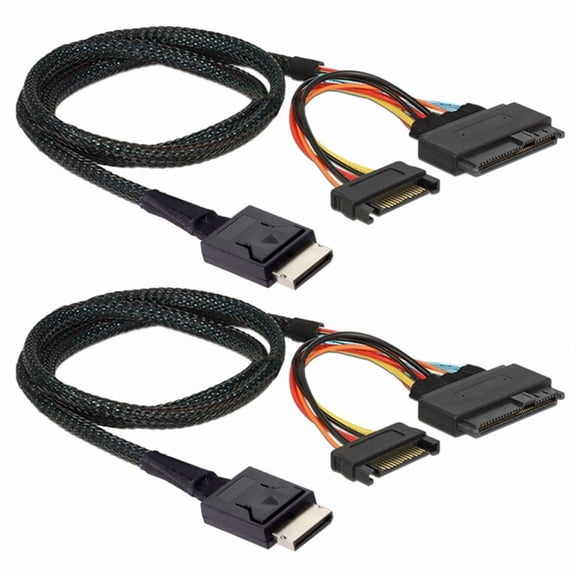 2X Gen 4 Oculink SFF-8611 4I to PCIe SFF-8639 U.2 NVMe with 15P Male Power Server Cable,2 x server cable