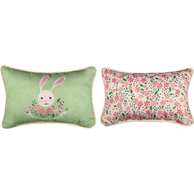 Manual Woodworkers & Weavers SWBDW Bunny Ditsy 2 Sided Word Pillow