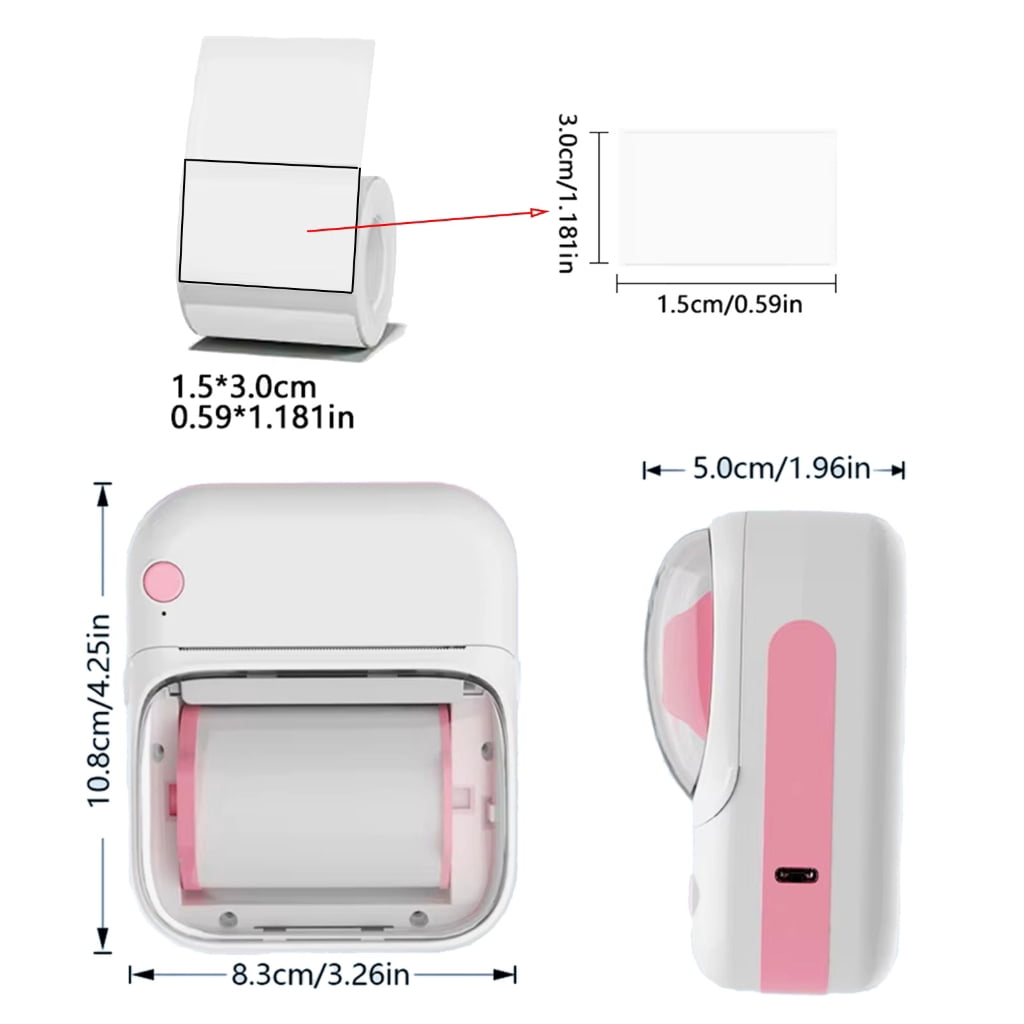 Miniature Thermals Printing Device 200dpi for Photos Lists and Study Materials