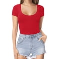 thumbnail image 2 of Xishao Women's Round Neck Short Sleeve T Shirts Basic Bodysuits Xishao ropa, 2 of 2