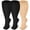 Black Black Beige, variant on 3 Pairs Medical Sport Plus Size Compression Socks - 20-30mmHg Graduated Knee-High Support for Men & Women, Ideal for Soccer, Running, and Nurses