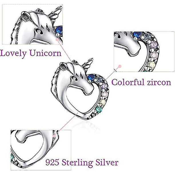 Qings Pendientes De Unicornio De Plata De Ley 925,Circonitas