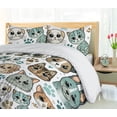 thumbnail image 3 of Ambesonne Cats and Dogs Duvet Cover Set, Kittens Pugs Bulldogs, Twin, Teal Cadet Blue Off White, 3 of 4