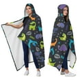 thumbnail image 2 of Wearable Blanket,DarkBlue Dinosaurs Words Pattern Hooded Wearable Flannel Blanket for Adults & Teens,Winter Poncho Shawl Wrap Cape Cozy Anti-Pill,50"x60", 2 of 5