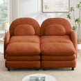 thumbnail image 3 of Miekor Furniture Teddy Fabric Cloud-like 2-Seat Sofa,Curved Backrest and Armrest with Curved Lumbar Pillows, Sectional 2 Seater Modular Couch with 2 movable Ottomans and Supportive Double-laye No0263, 3 of 9
