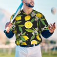 thumbnail image 5 of Uemuo Lemon Fruits Flowers Leaves Print Mens Polo Shirts Baseball T-shirt Performance Short Sleeve Golf Shirt Moisture Wicking Athletic Casual Collared T-Shirt-, 5 of 7