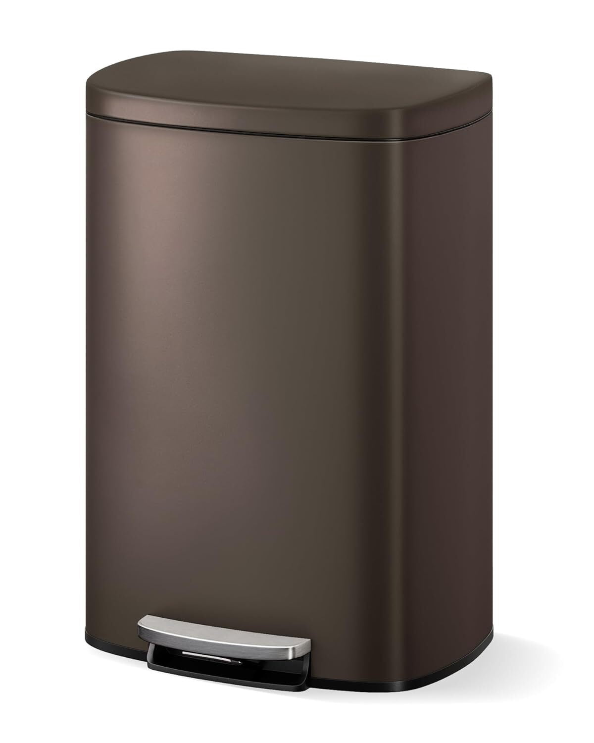 EuKer 13 Gal Stainless Steel Trash Can with Removable Inner Bucket for Kitchen, Bathroom, Brown