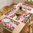 thumbnail image 5 of Red Spring Floral Placemats Set of 8 Welcome Green Botanical Vintage Place Mats Indoor Wipeable Table Mats Washable Cloth Dining Table Placemats for Kitchen Holiday Party Home Decor 13x19 Inch, 5 of 9