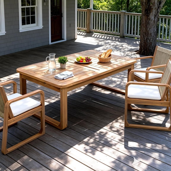 Christopher Knight Home Rectangular Acacia Wood Outdoor Coffee Table with Curved Legs, Light Teak