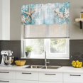 thumbnail image 4 of Coastal Beach Starfish Curtain Valances for Windows, Kitchen Valance Window Treatments Panel 2 Pack, Shell Snowflake Teal Rod Pocket Short Curtains for Bathroom Bedroom 42 x 18 Inch, 4 of 8