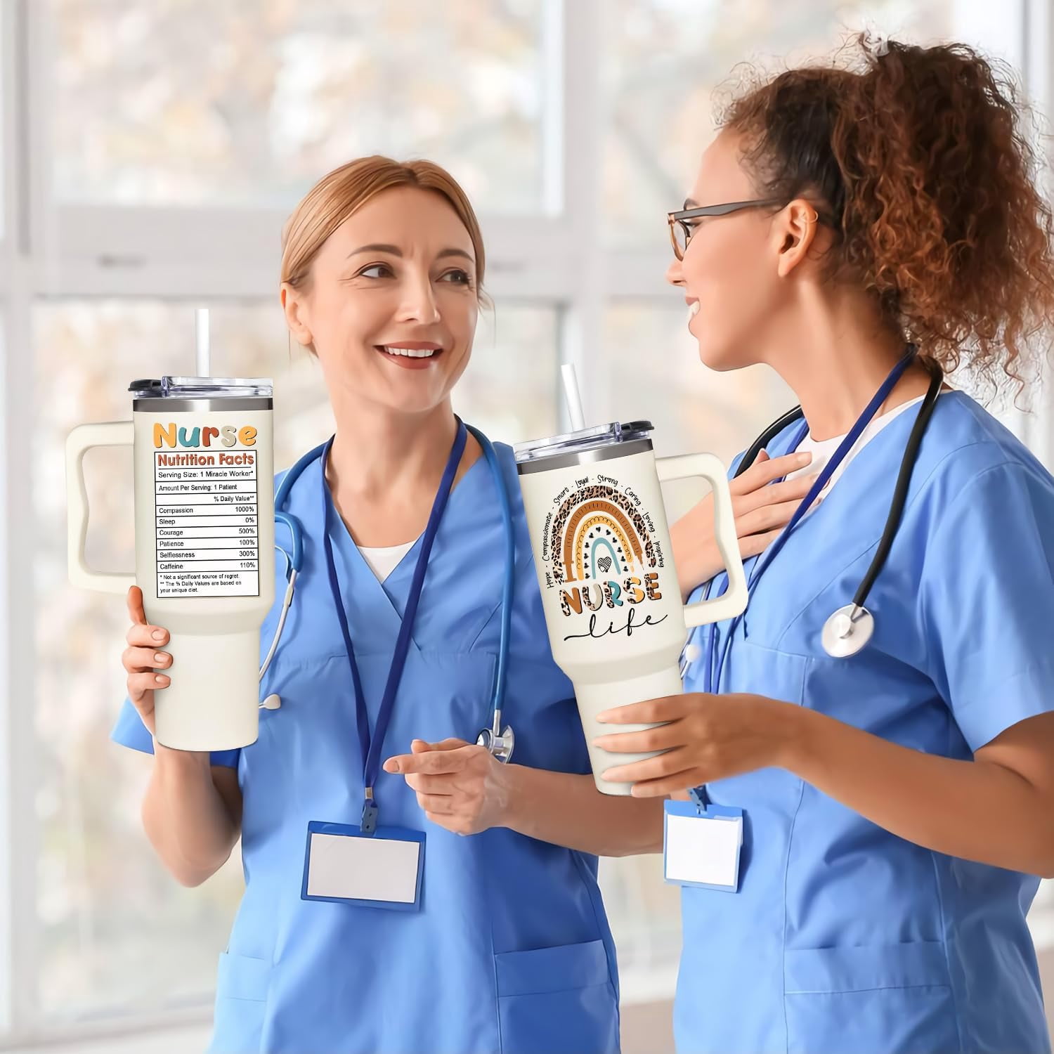 Nurse Gifts For Women - Nurse Week, Appreciation, Birthday, Christmas, Mothers Day Gifts for Nurses - Tumbler 40oz With Handle & Straw