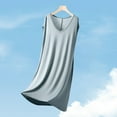 thumbnail image 2 of Soft Cotton Nightgowns for Women, Sleeveless Tank Sleepshirts with Chest Padded V Neck Sleepwear Comfy Casual Pajama Dress Plus Size Pajamas for Women Skirt Light Blue One Size, 2 of 4