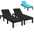 thumbnail image 1 of Gymax 2 Pcs Chaise Longue de Patio en Rotin Réglable avec Coussin Noir et Turquoise, 1 of 6