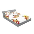 thumbnail image 2 of Ambesonne Animal Fitted Sheet & Pillow Sham Set, Superhero Puppy with Paw, Queen, Red Cream White, 2 of 2