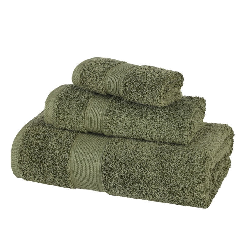 Superior Oregon Organic Cotton 3 Piece Towel Set, Soft Medium Weight Towels, Forest Green