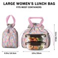 thumbnail image 5 of Boho Bohemia Flower Drawstring Lunch Bag Women - Drawstring Lunch Bag Insulated for Work Office - Stain-Resistant Large Lunchbags for Women with Multi-Pockets, 5 of 6